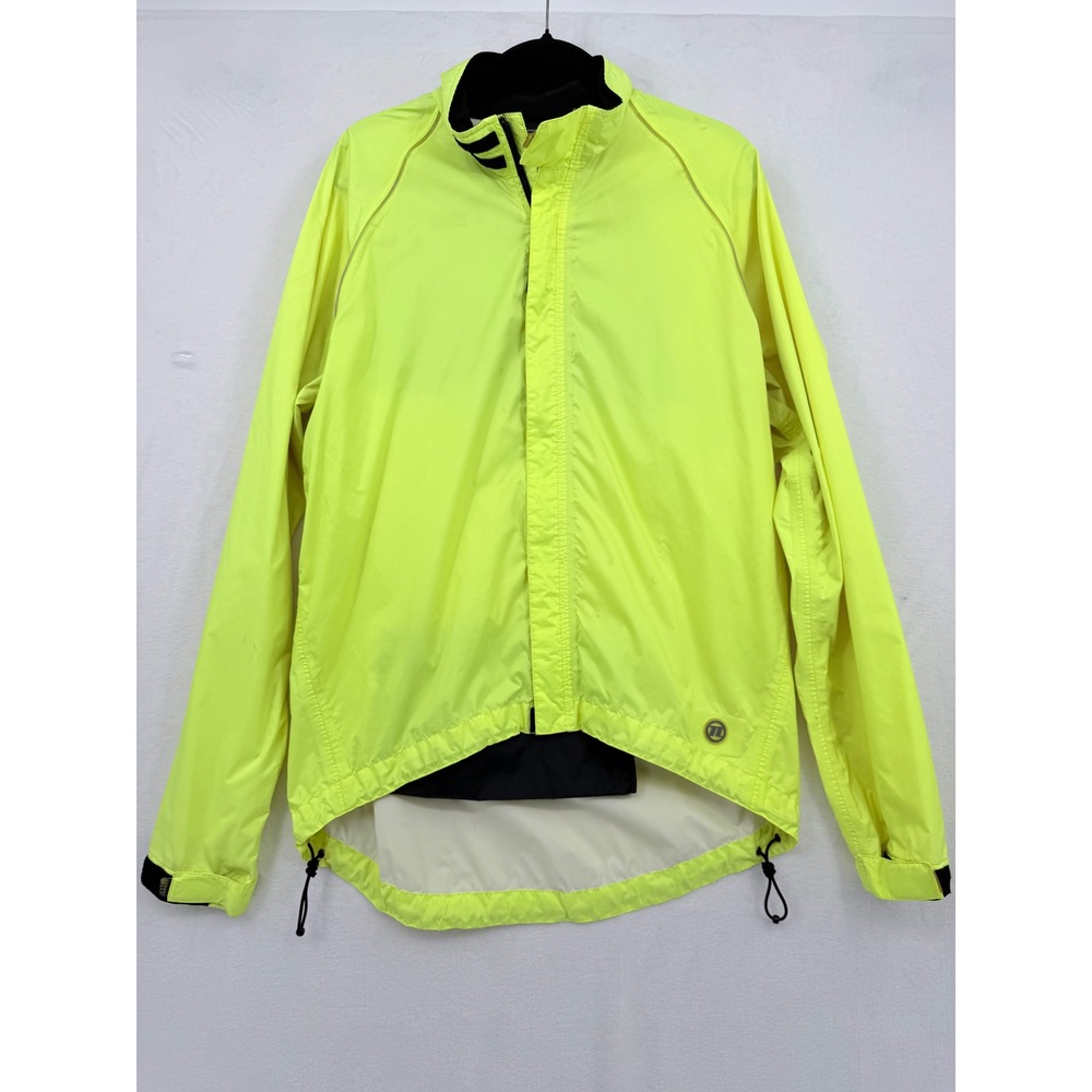 Novara Mens Cycling Jacket Neon Yellow Hi-Viz Windbreaker Reflective Large